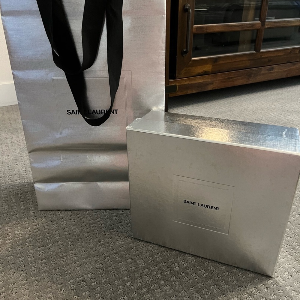 Saint Laurent Silver Gift Bag and Box Set
